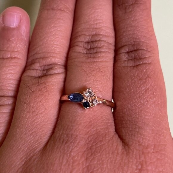 Elegant Blue and Gold Ring Set - Picture 7 of 8